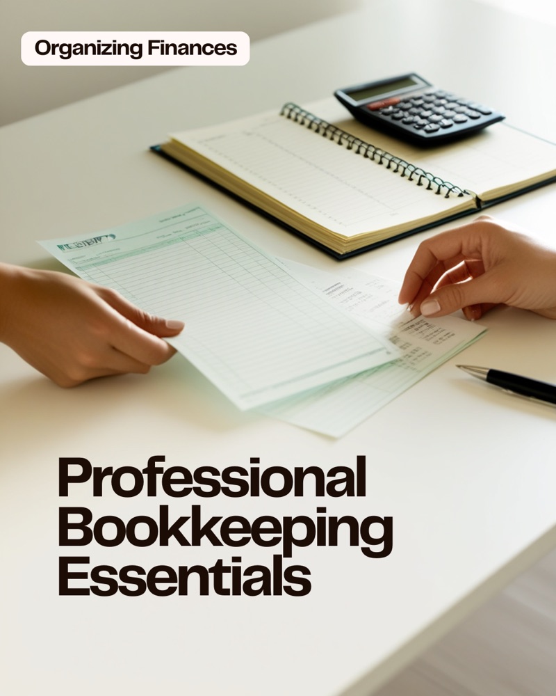 Organising receipts and a ledger for bookkeeping